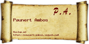 Paunert Ambos névjegykártya